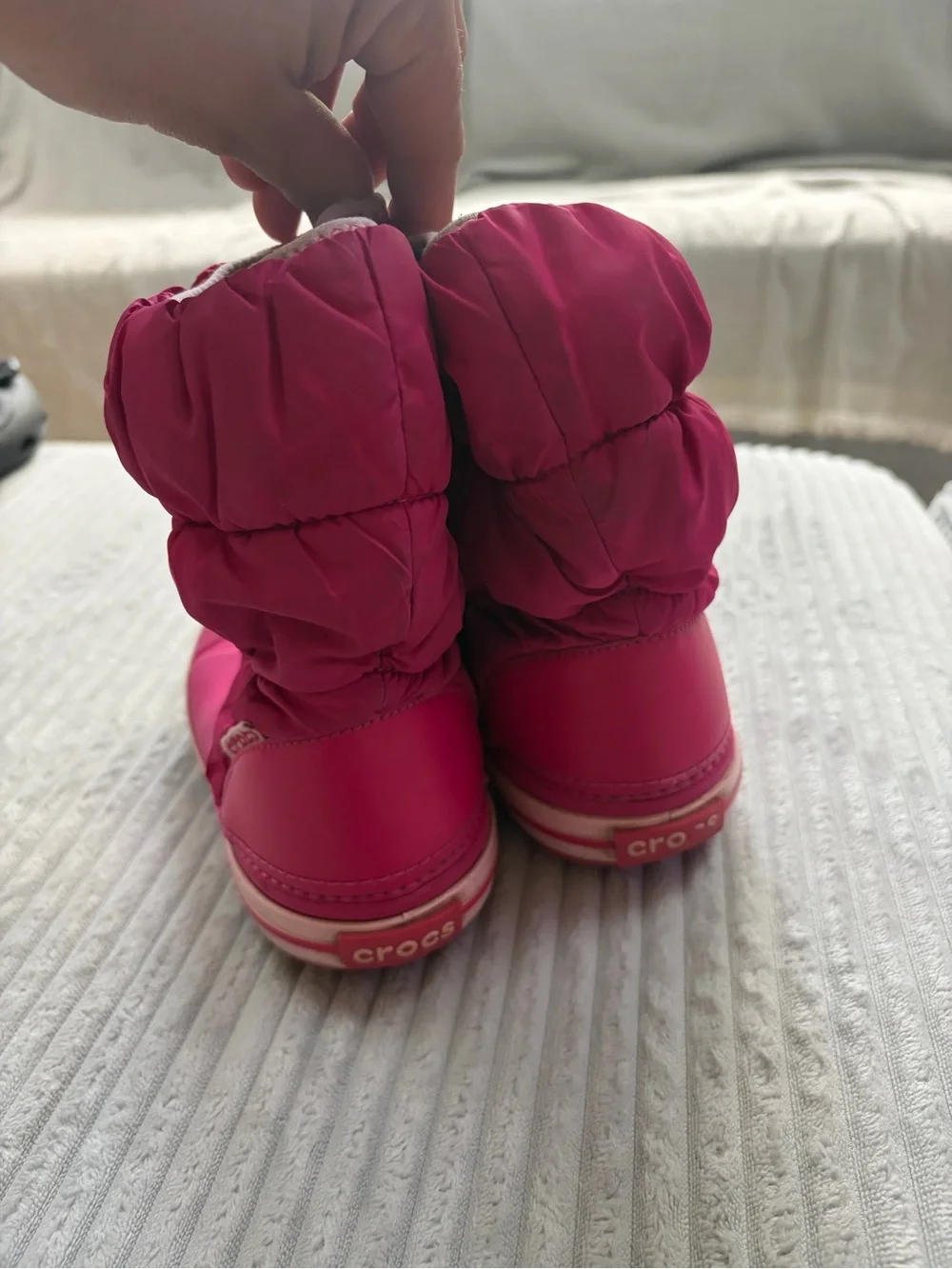 CROCS Kids Bright Pink Puffy Snow Boots